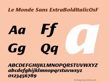 Le Monde Sans ExtraBold Italic OsF Version 001.000图片样张
