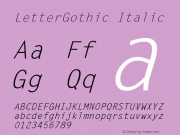 LetterGothic Italic Weatherly Systems, Inc.  6/12/95图片样张