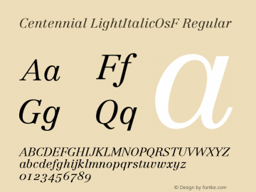 Linotype Centennial 46 Light Italic Oldstyle Figures V.1.0.图片样张