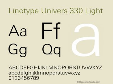 Linotype Univers 330 Light Version 1.20; 2006图片样张