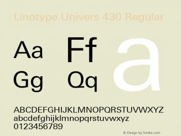 Linotype Univers 430 Regular Version 1.20; 2006图片样张