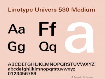 Linotype Univers 530 Medium Version 1.20; 2006图片样张