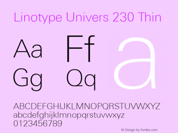 Linotype Univers 230 Thin Version 1.20; 2006图片样张