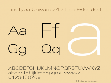 Linotype Univers 240 Thin Extended Version 1.20; 2006图片样张