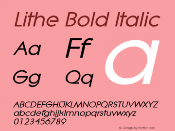 Lithe Bold Italic Altsys Fontographer 3.5  7/12/96图片样张