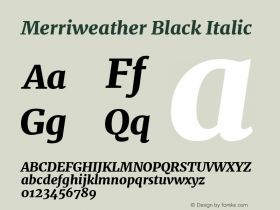 Merriweather Black Italic Version 2.002 August 29, 2018图片样张