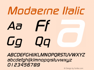 Modaerne Italic Altsys Fontographer 3.5  7/15/96图片样张