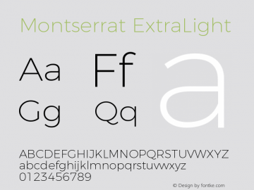 Montserrat ExtraLight Version 4.00;July 4, 2018;FontCreator 11.5.0.2427 64-bit图片样张