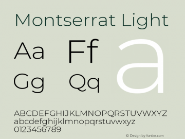 Montserrat Light Version 7.20;August 11, 2019;FontCreator 11.5.0.2427 32-bit图片样张