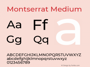 Montserrat Medium Version 7.20;August 11, 2019;FontCreator 11.5.0.2427 32-bit图片样张