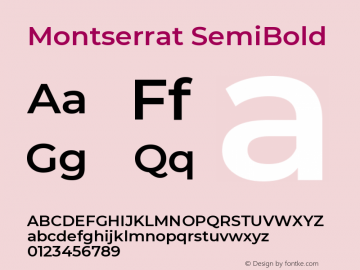 Montserrat-SemiBold 常规 Version 7.20 October 31, 2017图片样张