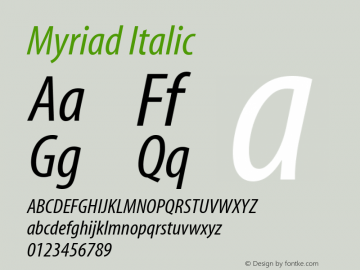 Myriad Cn Italic Version 001.000图片样张