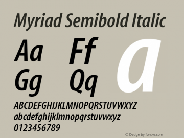 Myriad Cn Semibold Italic Version 001.000图片样张