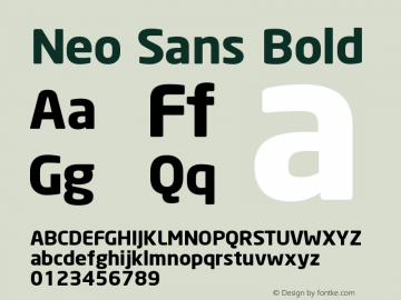 Neo Sans Bold Version 1.000 2006 initial release图片样张