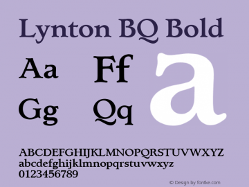 Lynton BQ Bold Version 001.000 Font Sample