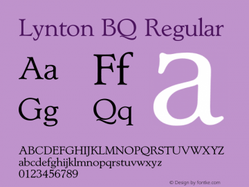 Lynton BQ Regular 001.000 Font Sample