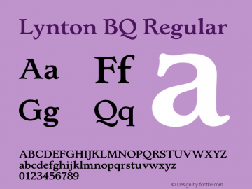 Lynton BQ Regular 001.000 Font Sample