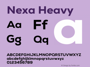 Nexa Heavy Version 1.00;August 3, 2019;FontCreator 11.0.0.2388 64-bit图片样张