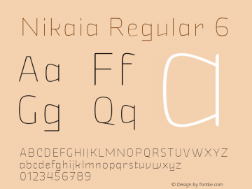 Nikaia Regular 6 Version 1.00;January 30, 2019;FontCreator 11.5.0.2422 32-bit图片样张