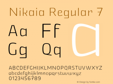 Nikaia Regular 7 Version 1.00;January 30, 2019;FontCreator 11.5.0.2422 32-bit图片样张