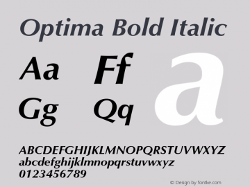 Optima-BoldItalic OTF 1.0;PS 001.001;Core 1.0.22图片样张