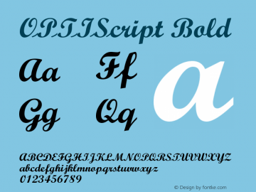 OPTIScript Bold Version 1.00 March 1, 2017, initial release图片样张