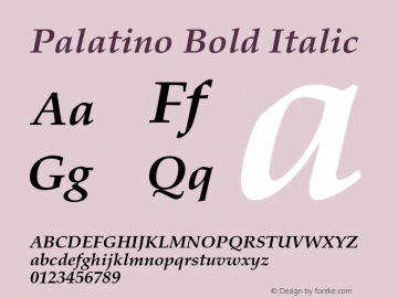 Palatino-BoldItalic OTF 1.0;PS 003.000;Core 1.0.22图片样张