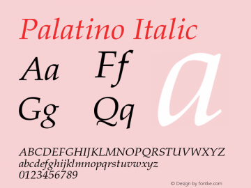 Palatino-Italic OTF 1.0;PS 003.000;Core 1.0.22图片样张