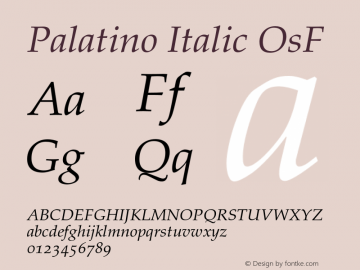 Palatino-ItalicOsF OTF 1.0;PS 001.001;Core 1.0.22图片样张