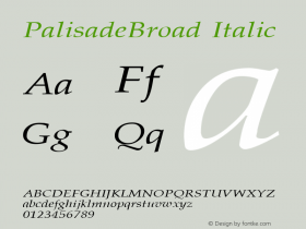 PalisadeBroad Italic Altsys Fontographer 3.5  7/16/96图片样张