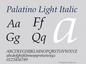 Palatino-LightItalic OTF 1.0;PS 001.000;Core 1.0.22图片样张