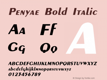 Penyae Bold Italic Altsys Fontographer 3.5  12/20/95图片样张