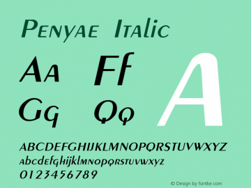 Penyae Italic Altsys Fontographer 3.5  12/20/95图片样张