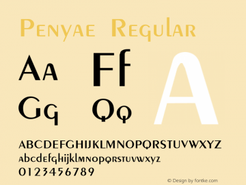 Penyae Regular Altsys Fontographer 3.5  12/20/95图片样张