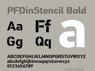 PFDinStencil Bold Version 1.00;February 15, 2019;FontCreator 11.5.0.2422 32-bit图片样张