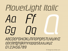 PloverLight Italic Altsys Fontographer 3.5  7/16/96图片样张