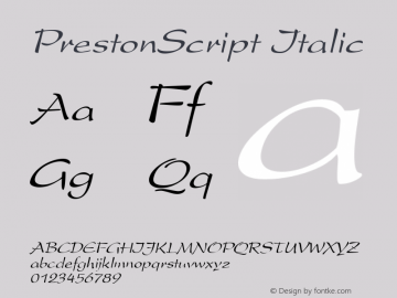 PrestonScript Italic Altsys Fontographer 3.5  7/16/96图片样张