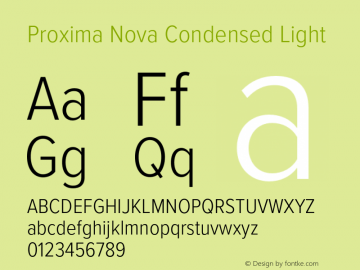 Proxima Nova Cond Light Version 3.014;PS 003.014;hotconv 1.0.88;makeotf.lib2.5.64775图片样张