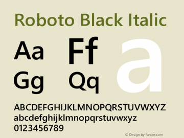 Roboto Black Italic Version 2.132; 2016图片样张