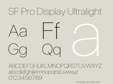 SF Pro Display Ultralight 12.0d4e2图片样张