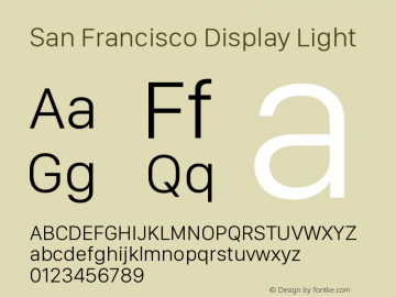 San Francisco Display Light Version 1.00 August 21, 2019, initial release图片样张