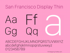 San Francisco Display Thin Version 1.00 August 21, 2019, initial release图片样张