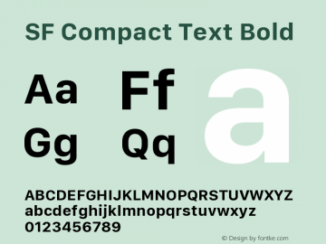 SF Compact Text Bold Version 1.00 September 6, 2016, initial release图片样张