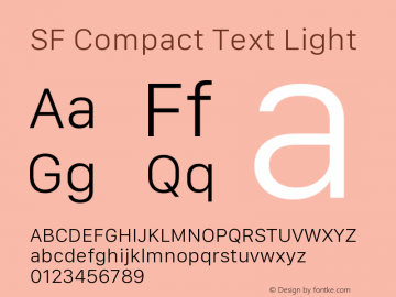 SF Compact Text Light Version 1.00 September 6, 2016, initial release图片样张
