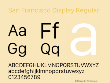 San Francisco Display Version 1.00 August 21, 2019, initial release图片样张