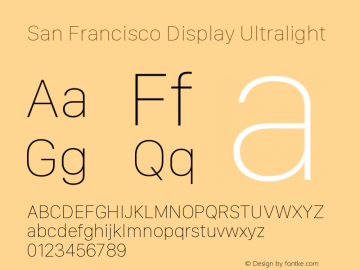 San Francisco Display Ultralight Version 1.00 August 21, 2019, initial release图片样张