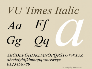 VU Times Italic Version 2.01 2003 Romanised Viet-Pali-Sanskrit图片样张