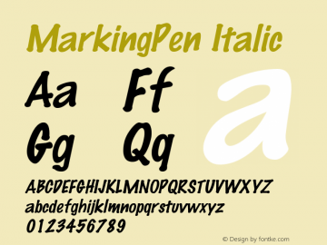 MarkingPen Italic Altsys Fontographer 3.5  7/12/96图片样张