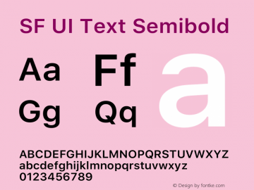 SF UI Text Semibold Version 1.00 December 15, 2018, initial release图片样张