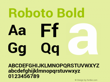 Roboto Bold Version 1.100040; 2012; ttfautohint (v0.9) -f图片样张